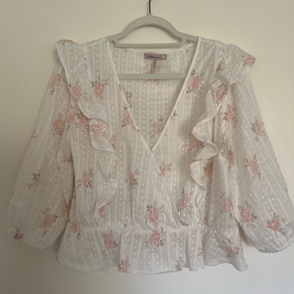 BCBG floral blouse xl
